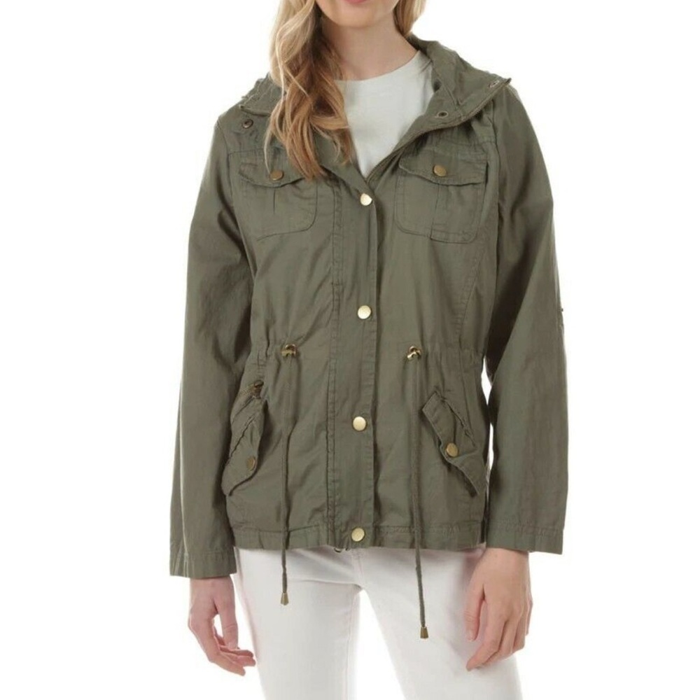 YMI Olive Green Hooded Military Anorak Jacket